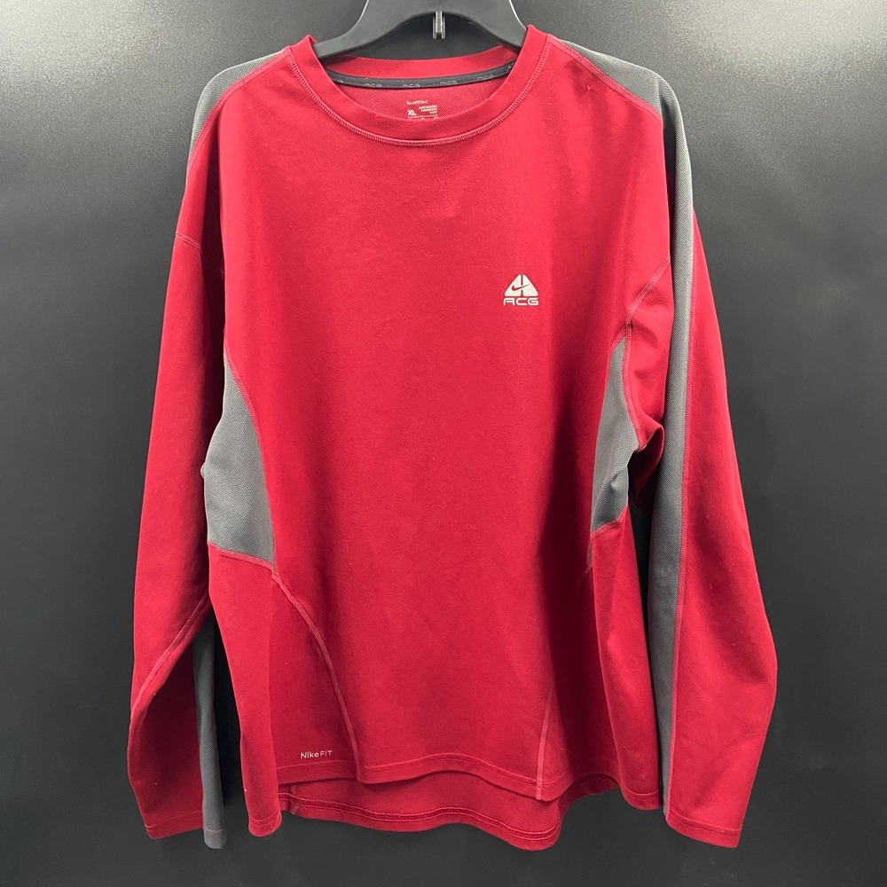 Vintage Nike ACG Shirt Mens XL Red Gray Graphic Long Sleeve Athletic Casual - Picture 2 of 10